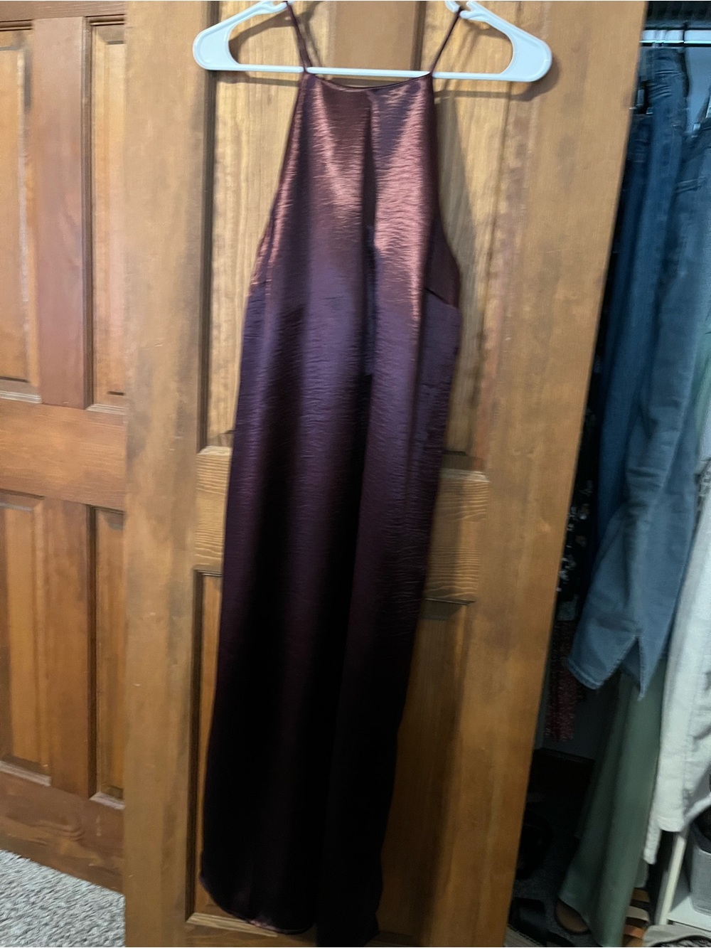 a new day Satin Halter Jumpsuit in Plum